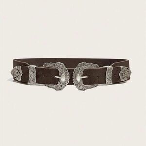 Brown Double Western Buckle Belt